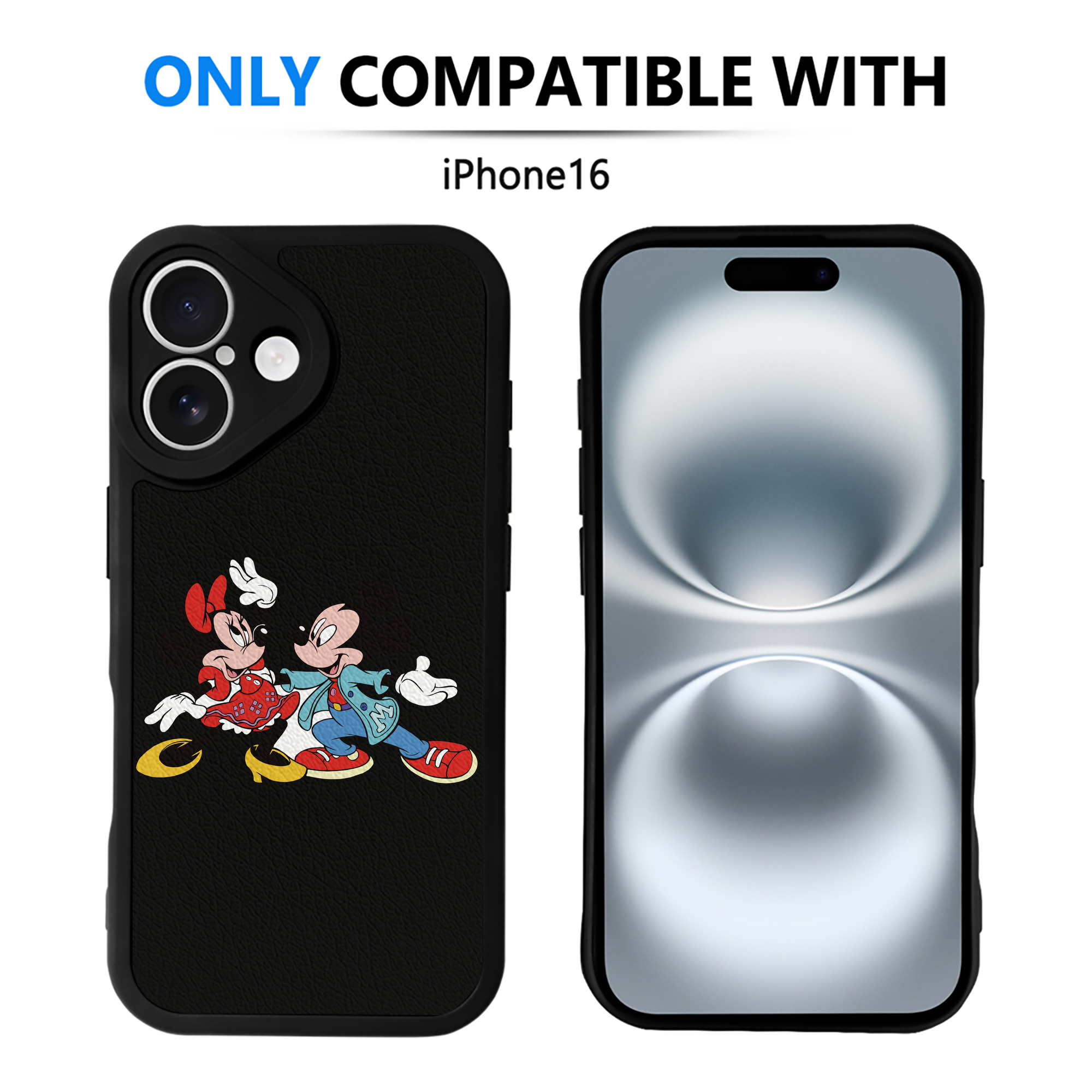 （画像用） ミッキーマウス Mickey Mouse 【iPhone 16シリーズ対応】シリコンスマホケース（レザー調） 材質：シリコン